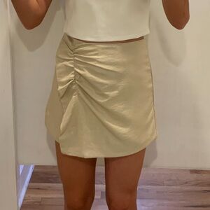DO+BE Cream Tan Ruched Wrap Mini Skort